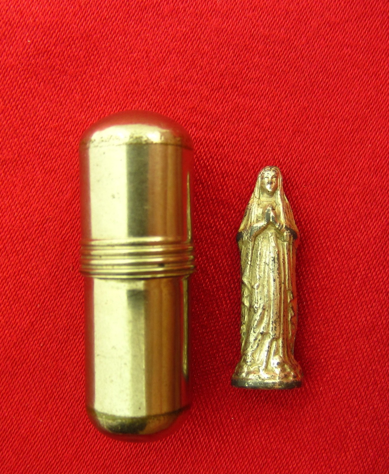Vintage MARY Pocket Shrine Religious Catholic MARY MINI STATUE & HOLDER