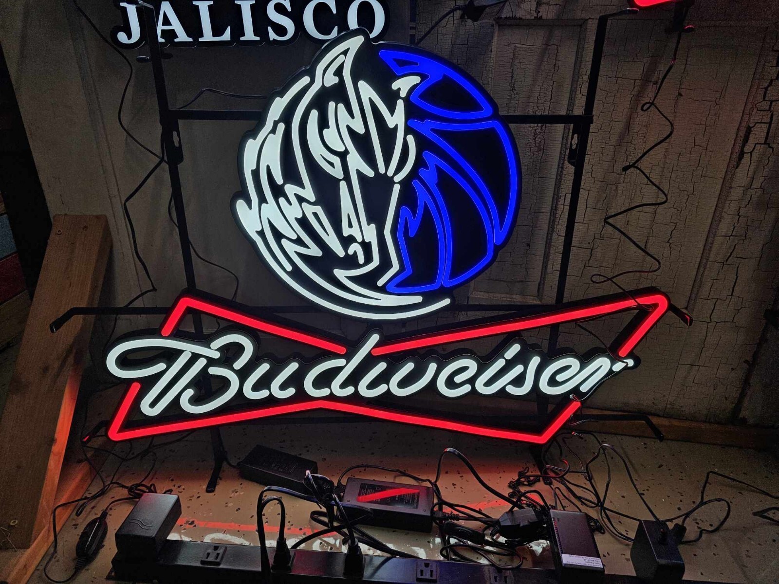 Budweiser Beer Dallas Mavericks Nba Basketball Led Light Bar Sign 3x3 Flagg Neon