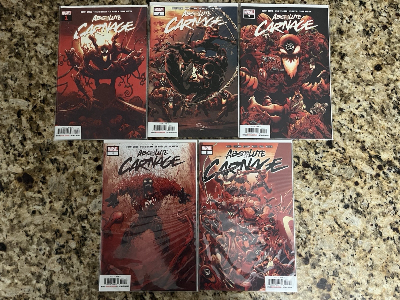 Absolute Carnage Complete Set 2019, Donny Cates, A Covers Issues 1-5 Absolute Carnage Complete Set 2019, Donny Cates, A Covers Issues 1-5