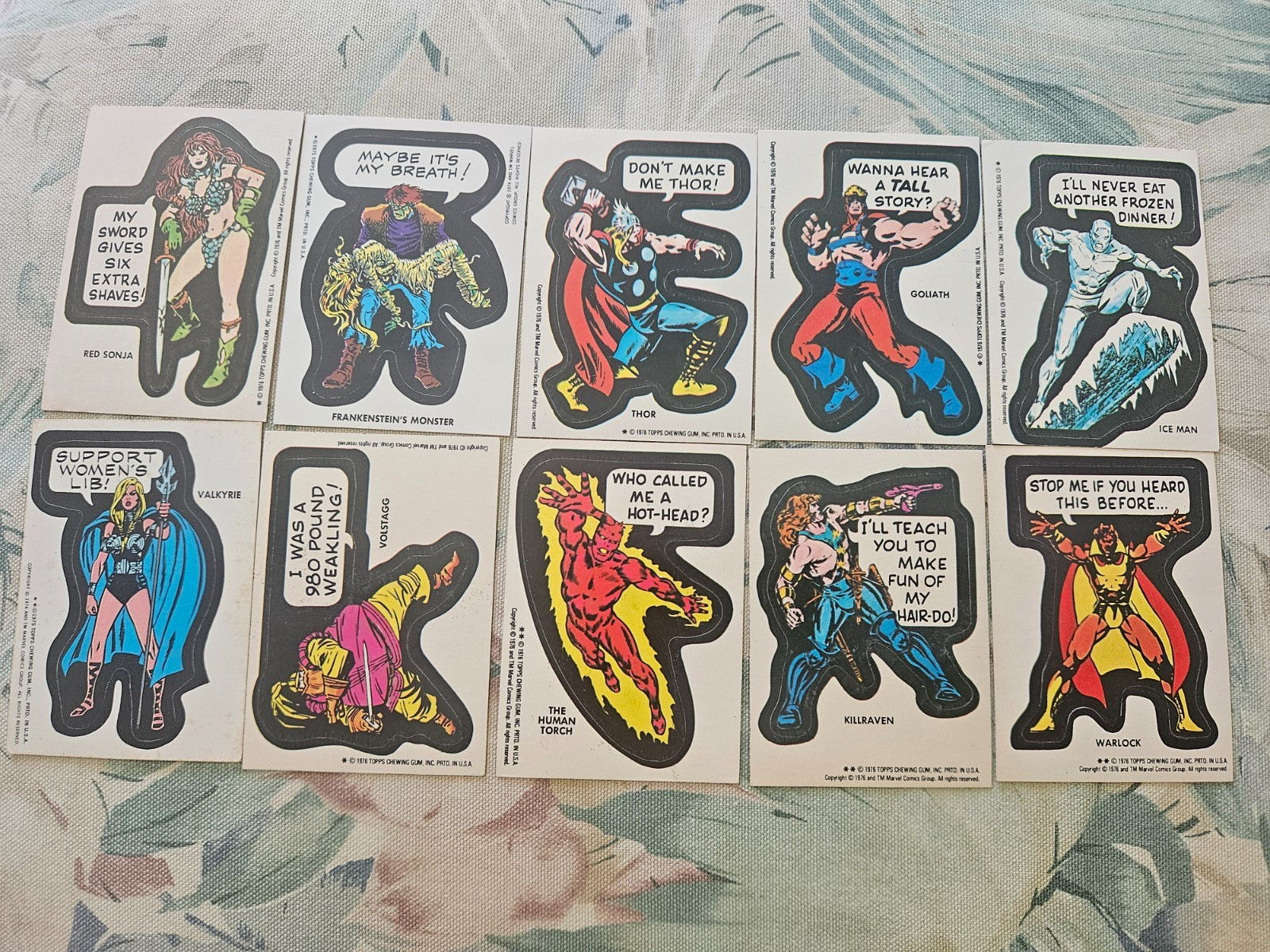 lot of 10 different 1976 Topps Marvel Superheroes stickers excellent lot of 10 different 1976 Topps Marvel Superheroes stickers excellent