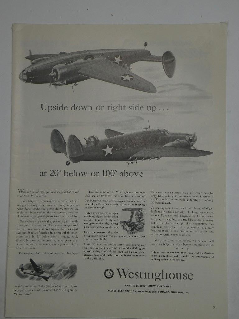 Magazine Ad* - 1942 - Westinghouse - World War II