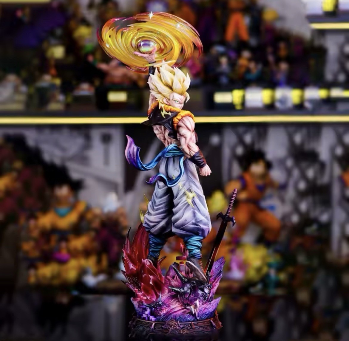Dragon Ball 45cm Gogeta Cloudrise Statue Triple Interchangeable Heads PVC New