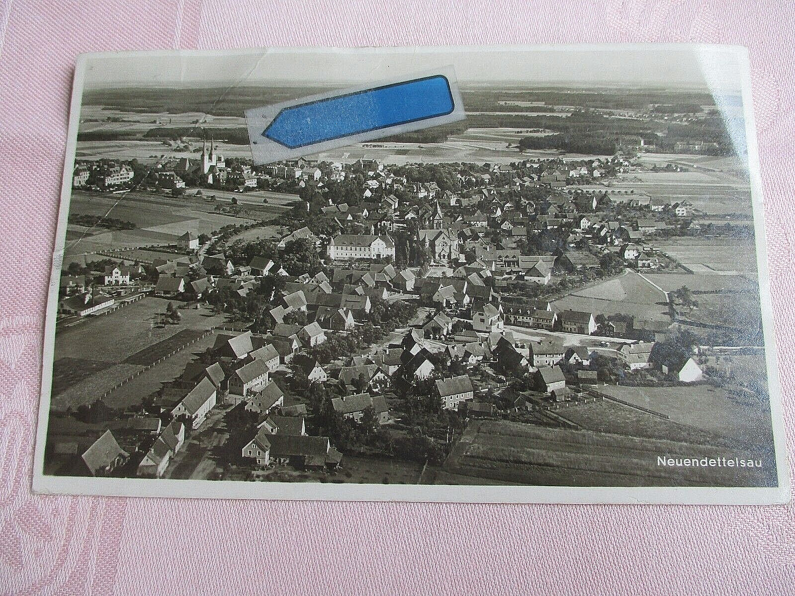 Postcard Neuendettelsau aerial photo 1939 RLM released bend top right