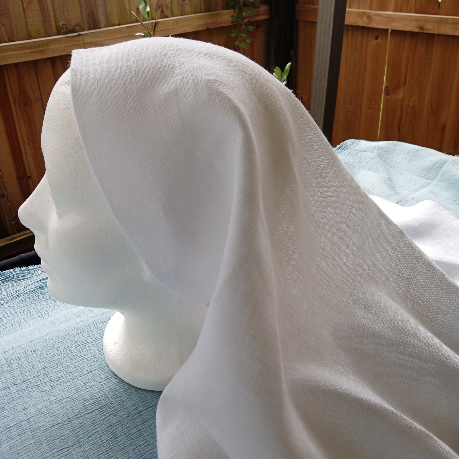 White Linen Christian Religious Sister Veil 25 inches Length~Brand New~FREE SHIP