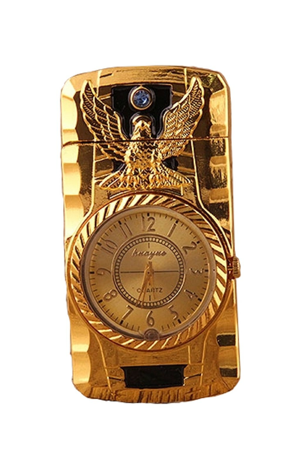 Eagle Gold Watch Lighter Windproof Jet Flame LED Light Rechargeable Lighter