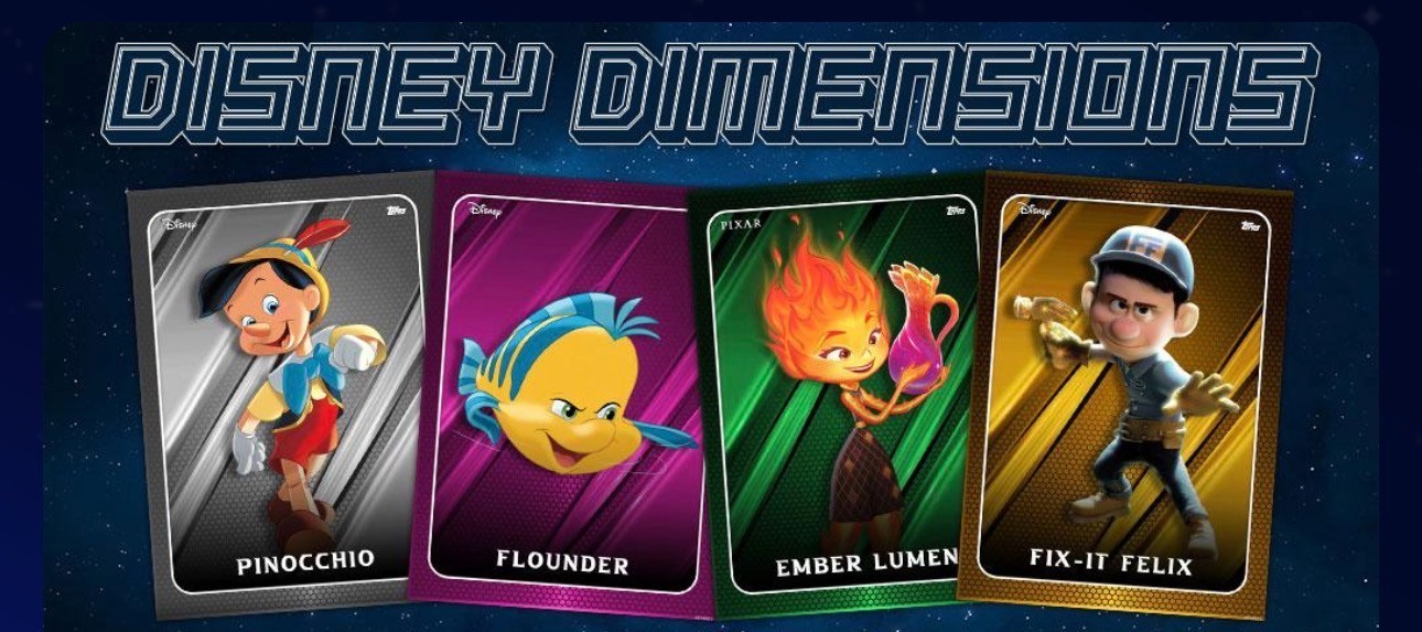 DISNEY DIMENSIONS S1 EPIC BLUE+SR+R+UC 28 CARD SET TOPPS DISNEY COLLECT DIGITAL
