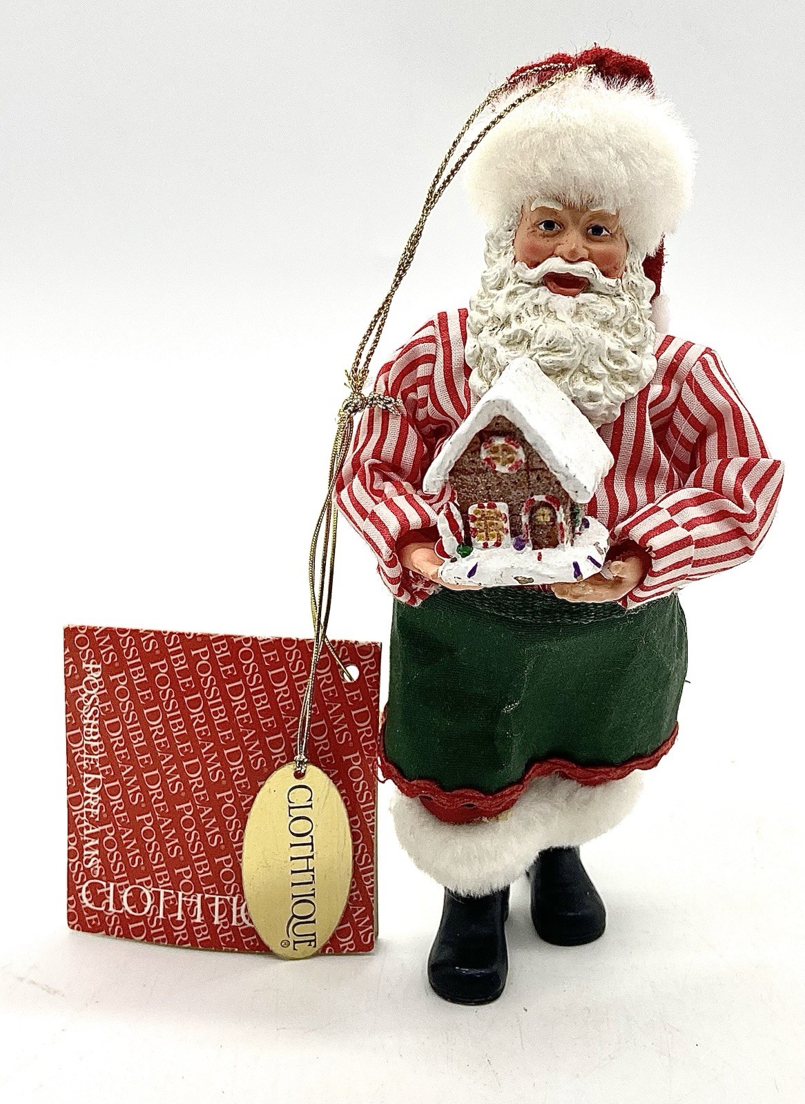 VTG New W/Tag Department 56 Santa Holding Gingerbread House 2007 Ornament RARE