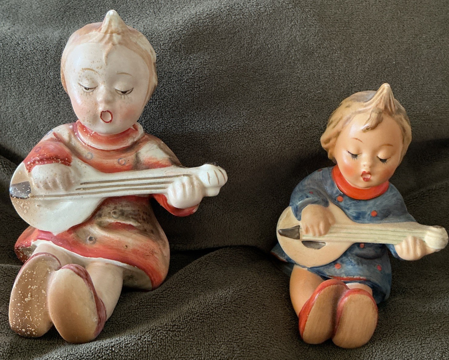 Vintage Hummel Style Lute Girl Figurines Gold Castle Japan W Germany Pair Vintage Hummel Style Lute Girl Figurines Gold Castle Japan W Germany Pair
