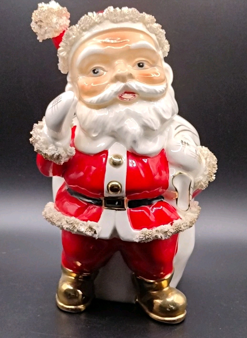 VTG Dickson Santa Claus Spaghetti Porcelain  Candy Cane holder 1950s Japan -Rare
