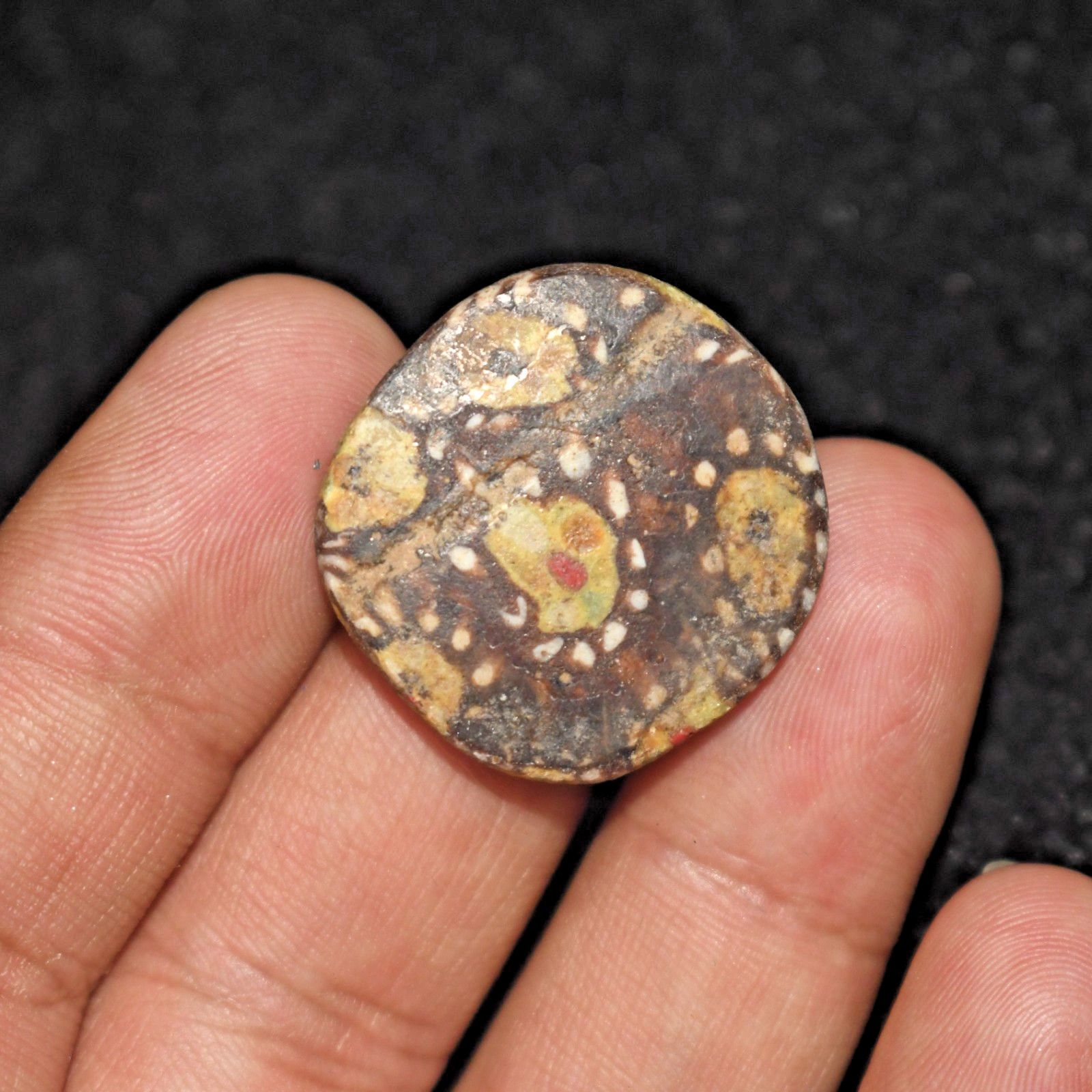 Very Large Ancient Roman Mosaic Gabri Glass Bead with Eye Pattern