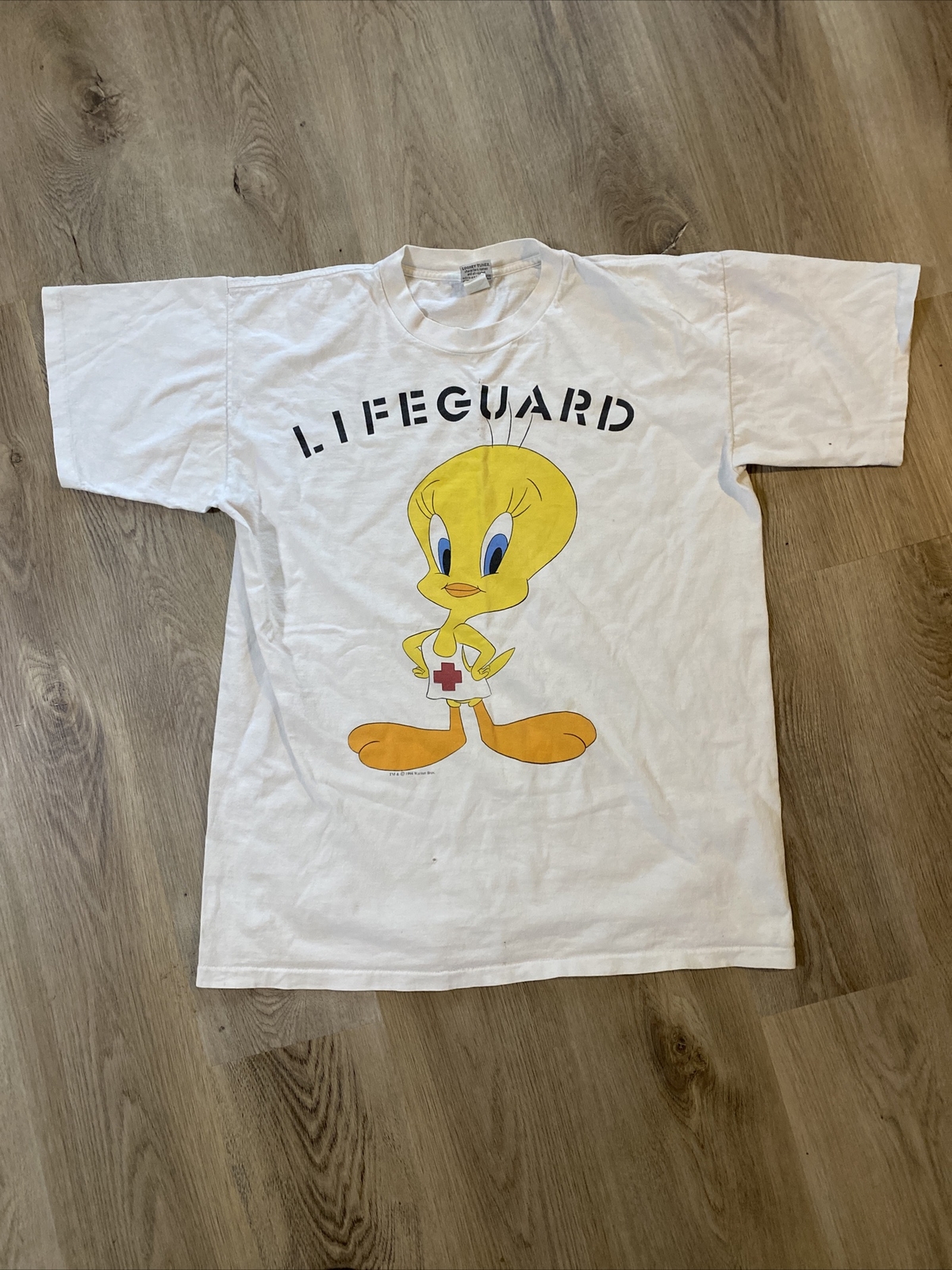 Vintage Looney Tunes Tweety Bird Lufe Gaurd Shirt One Size Fits  Single Stitch