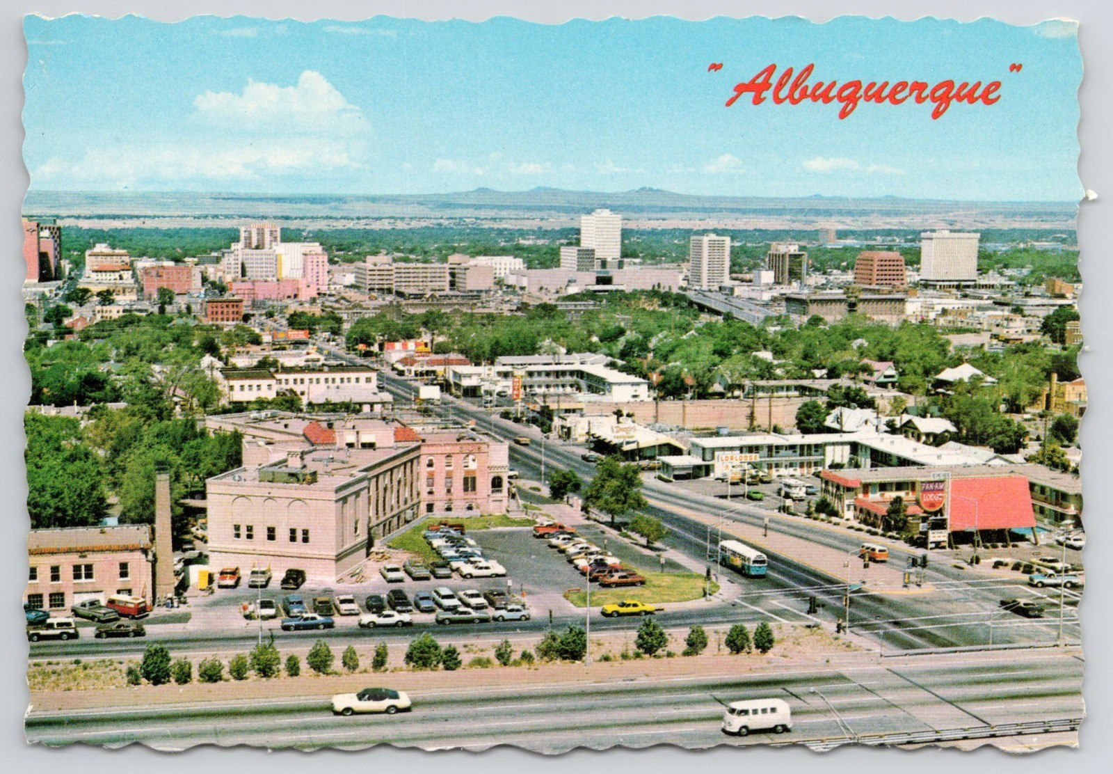 Central Avenue U.S. Highway 66 Albuquerque New Mexico Aerial View Postcard #0659
