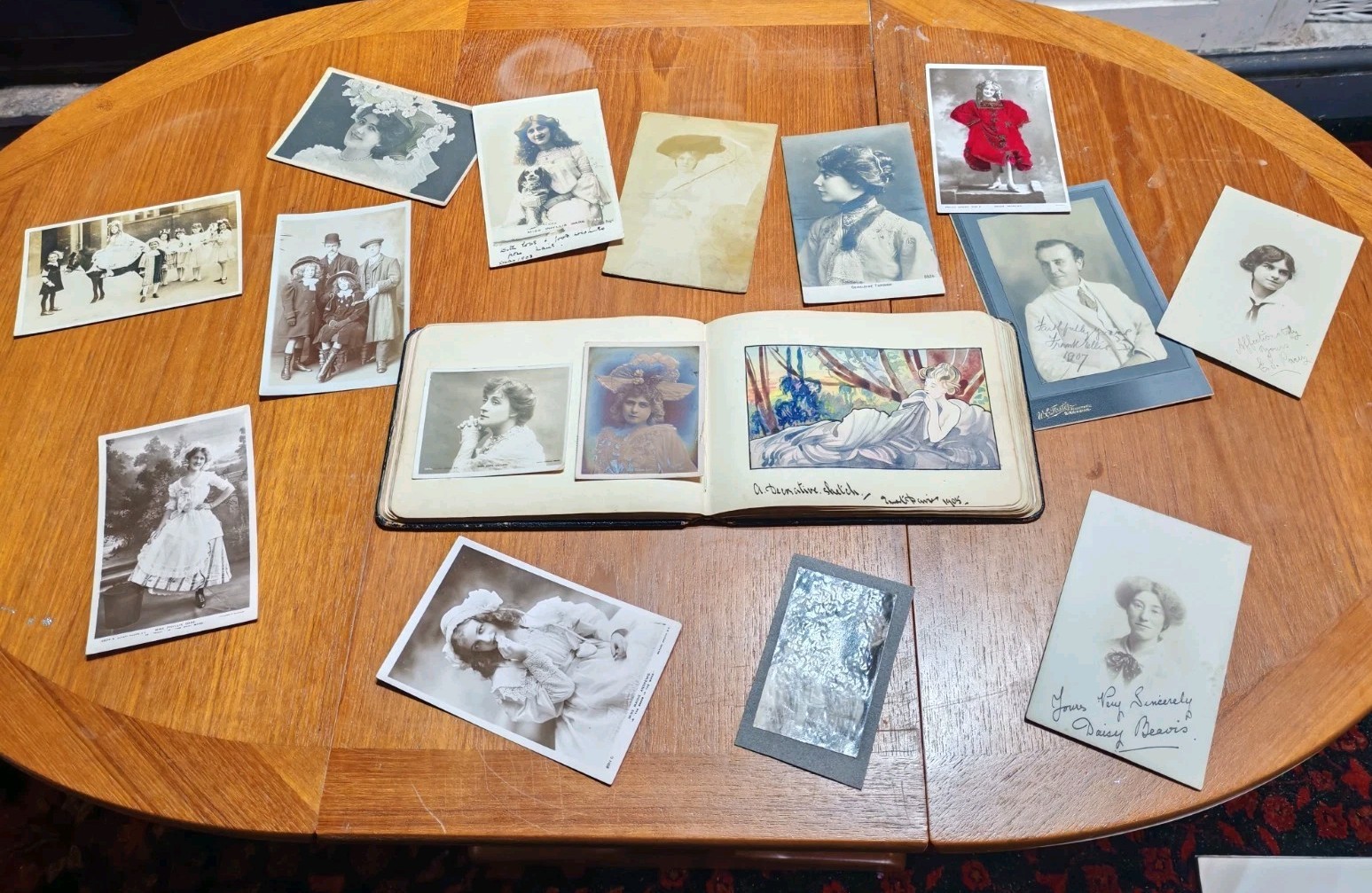  RARE LARGE ARCHIVE 1904 TO 1920S FAMOUS  ACTORS  SINGERS SKETCHES & AUTOGRAPHS 