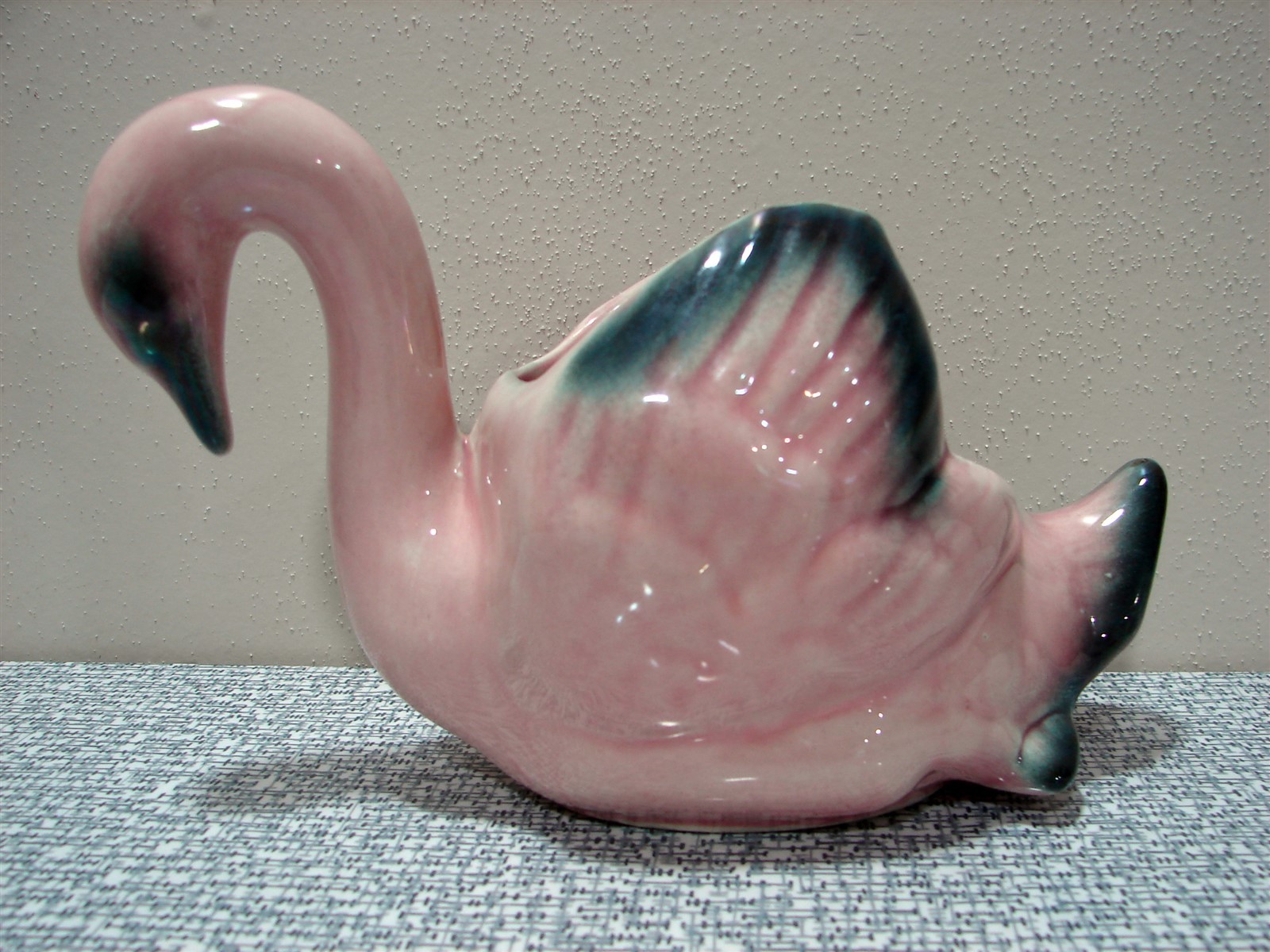Vintage Pink Ceramic SWAN Planter Figurine