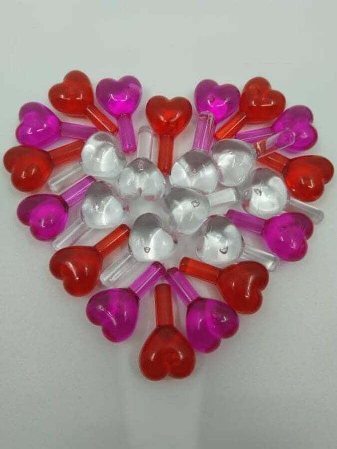 25  Valentine Heart Lights, Bulbs Red Clear Pink for Ceramic Christmas Tree pegs