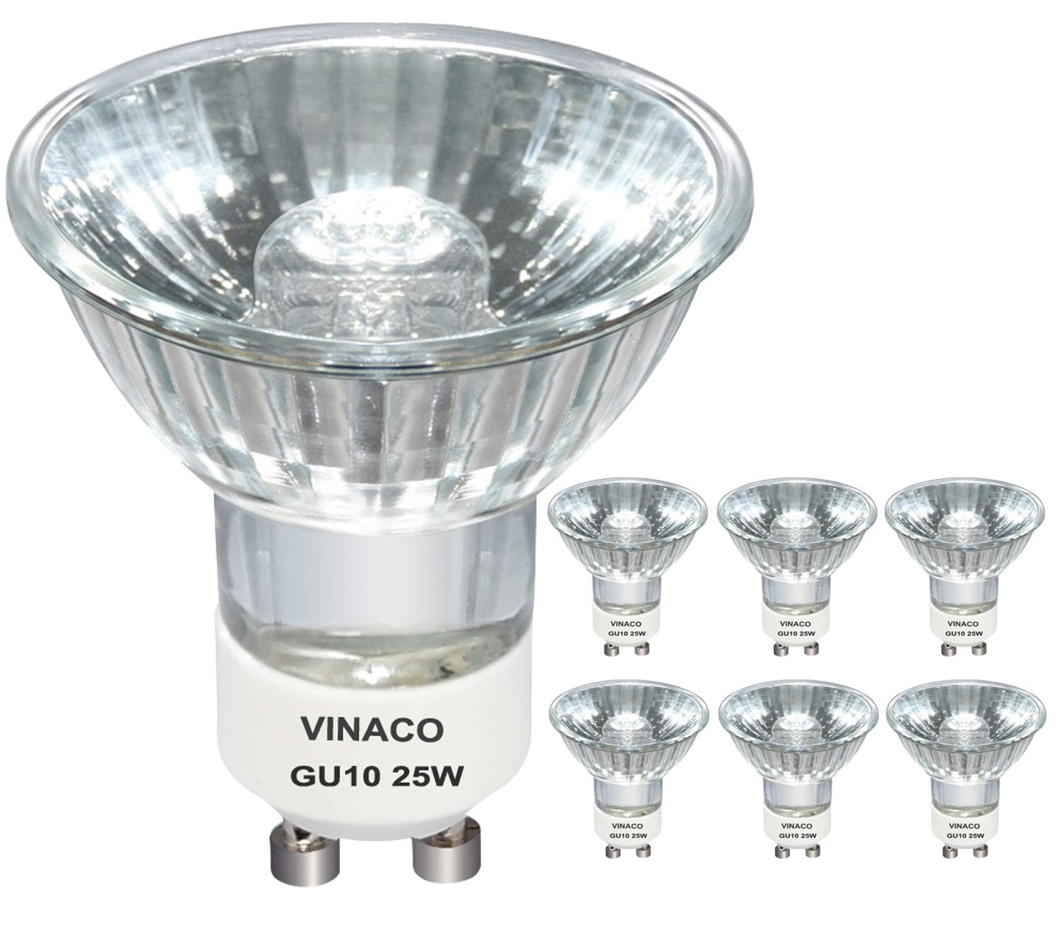 Vinaco GU10 C 120V 25W Bulb Candle Warmer, 6 Count (Pack of 1), Clear Glass