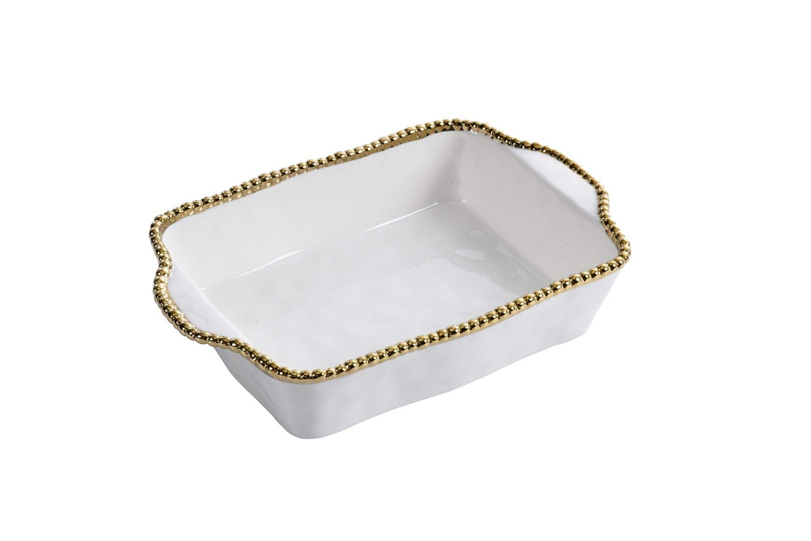 Pampa Bay Titanium Baking Dish (Rectangular, Golden Salerno), White and Gold