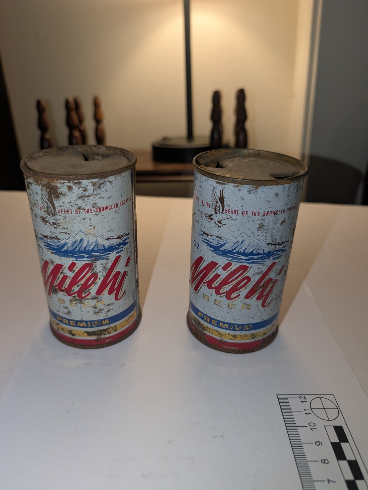 Mile Hi Beer Flat Top Cans Lot of 2 Tivoli Brewing Denver Colorado Rusty Mile Hi Beer Flat Top Cans Lot of 2 Tivoli Brewing Denver Colorado Rusty