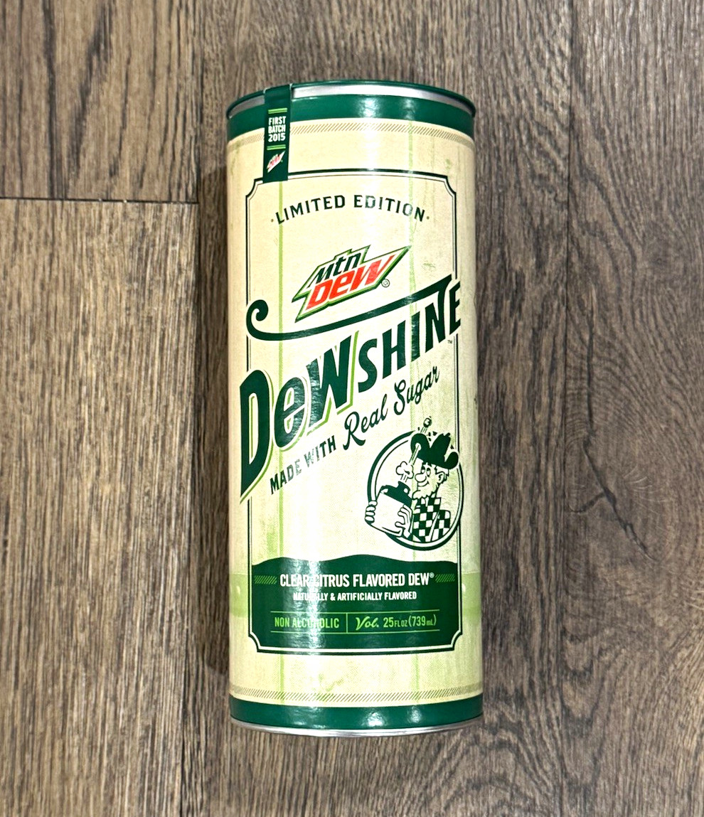 Mountain Dew Dewshine Limited Edition 2015 First Batch Soda Can Green/Beige