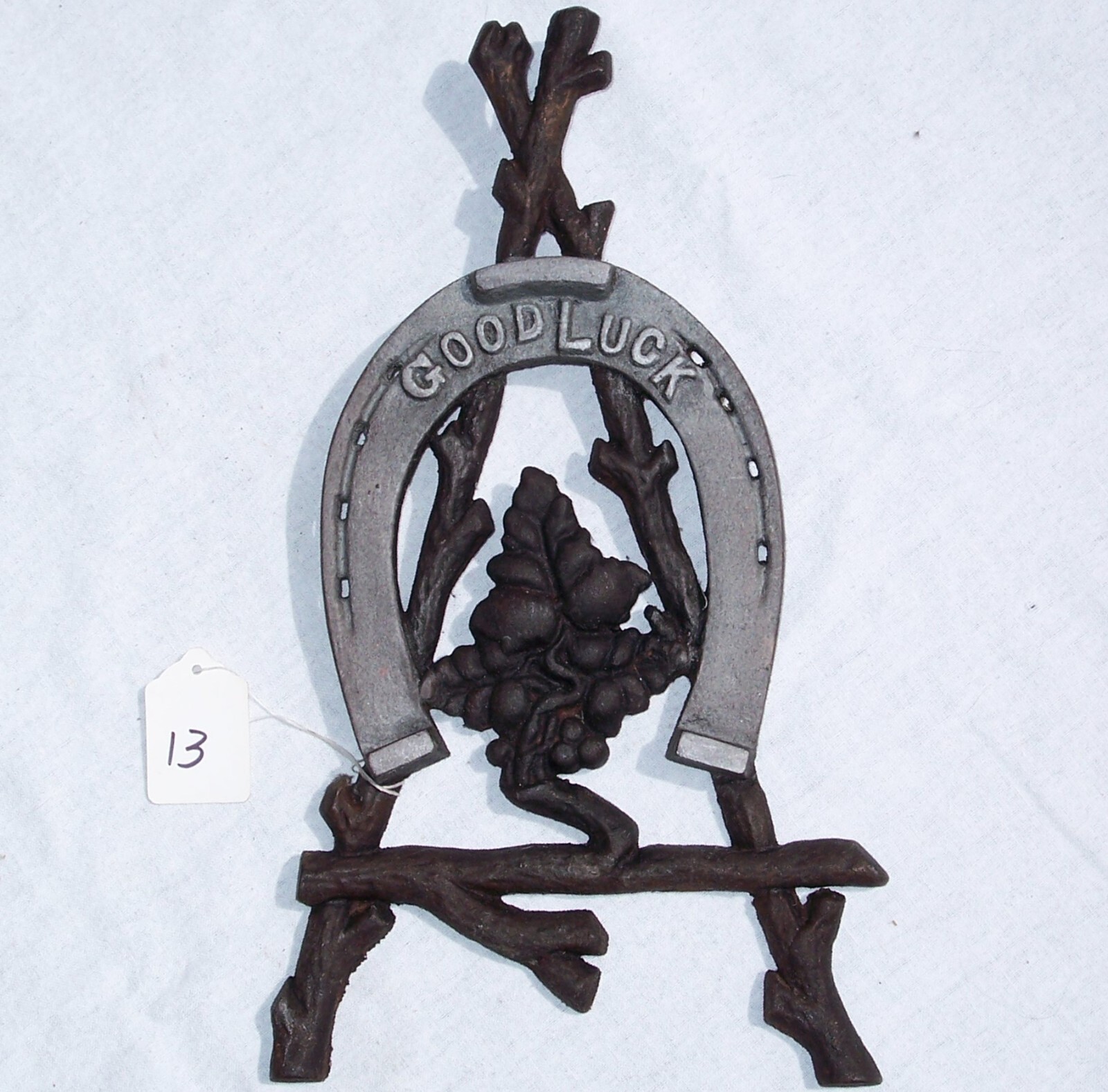 Antique Vintage Heavy Cast Iron Good Luck Horseshoe Trivet Plaque #13 As-Is Antique Vintage Heavy Cast Iron Good Luck Horseshoe Trivet Plaque #13 As-Is