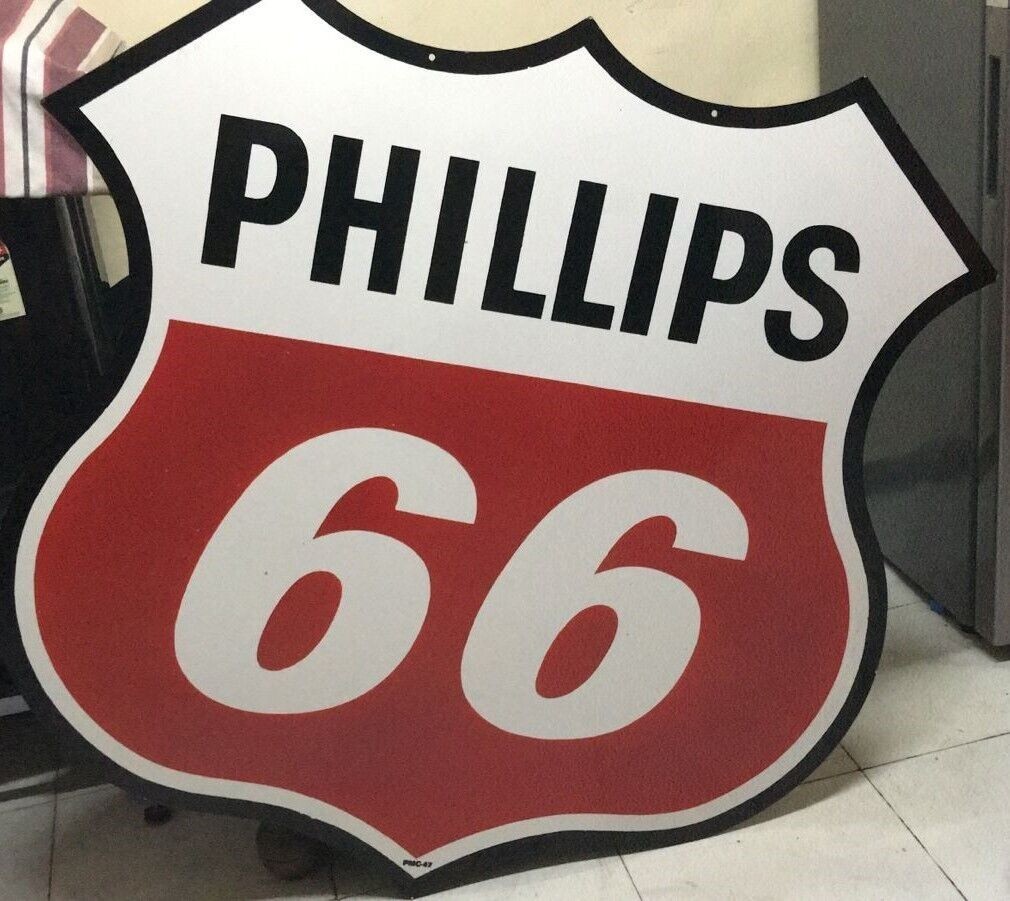 Phillips 66 white Pure Porcelain Enamel Heavy Metal Sign  Double Side