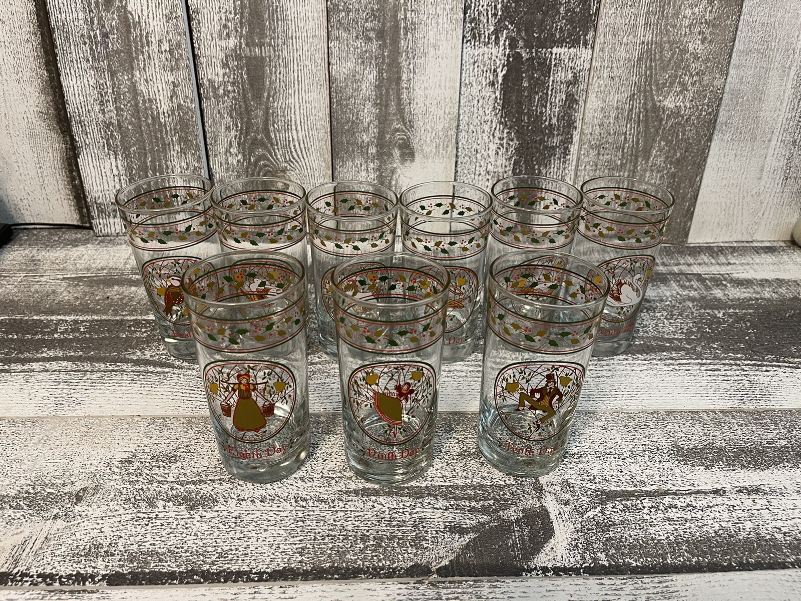 12th Day Of Christmas Glasses Lot 1st,2nd,3rd,5th,6th,7th,8th,9th,10th