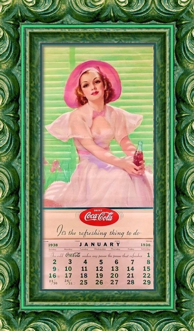 😲 VINTAGE ORIGINAL 1938 COCA COLA 12 MONTH PINUP GIRL CALENDAR COKE POSTER ART