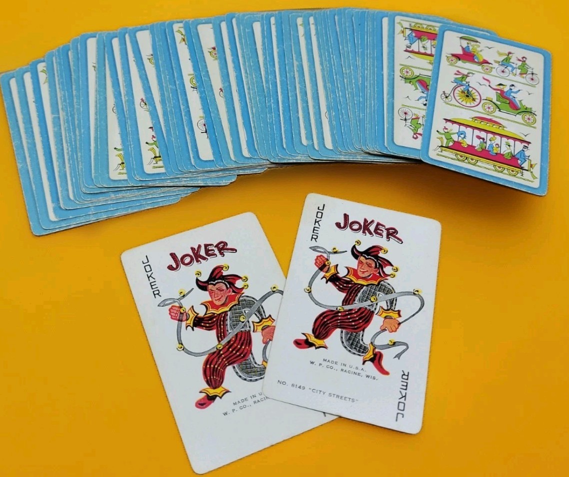 Vintage W.P. Co Wis USA VTG Transportation Playing Cards Complete Deck 2 Jokers