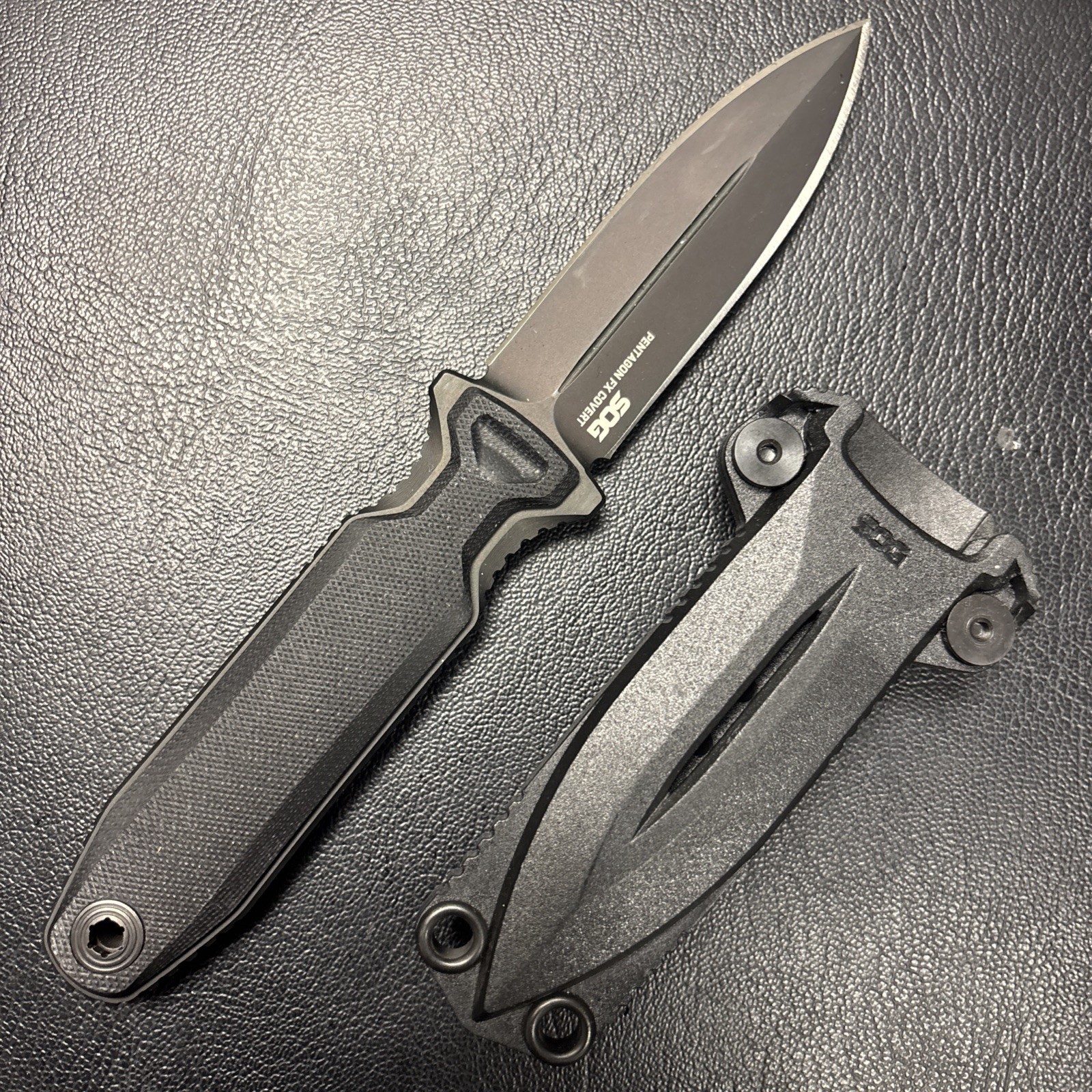 SOG Knives Pentagon FX Covert Black G-10 CRYO CPM S35VN