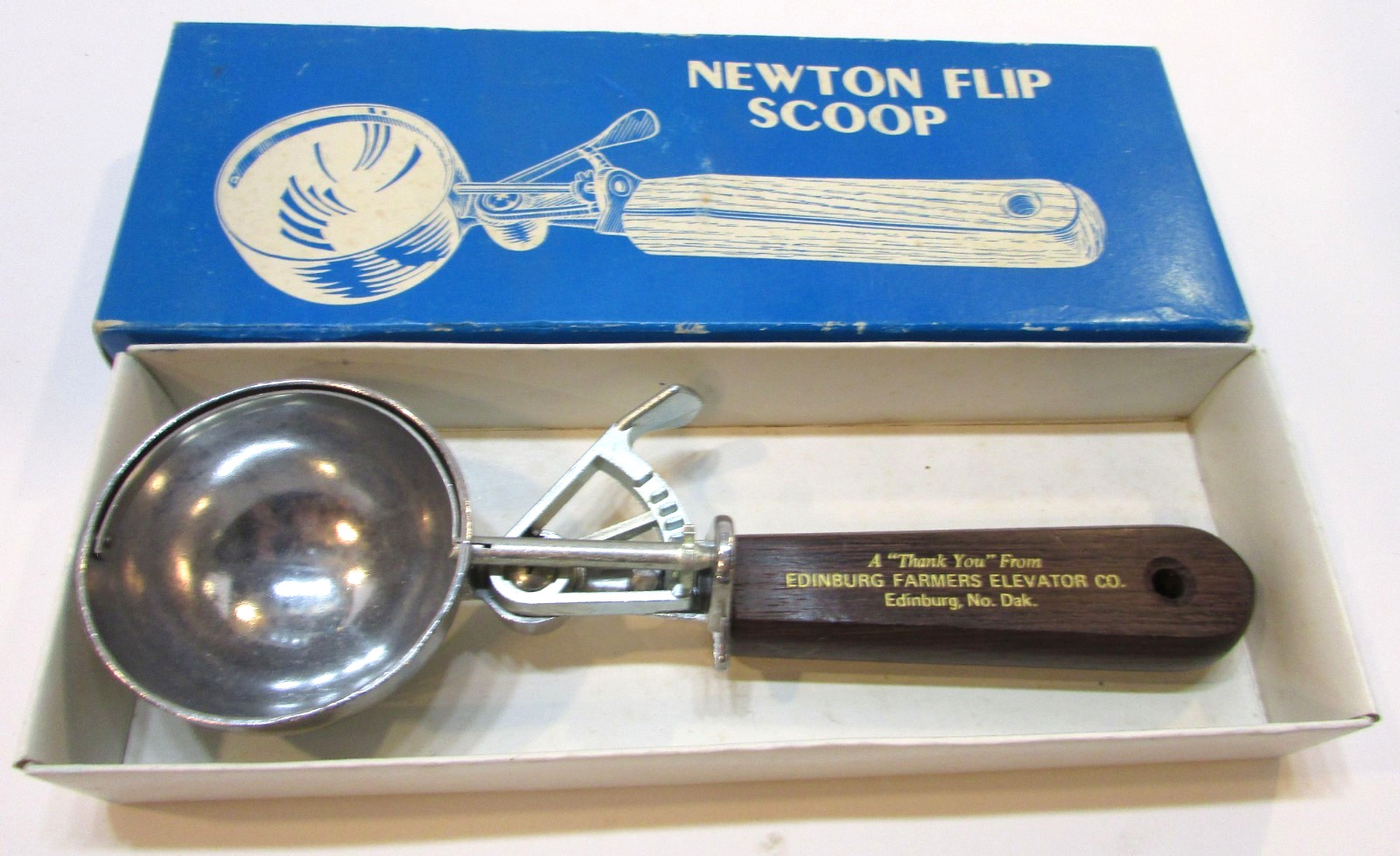 New Vintage 1960s Newton Flip Ice Cream Scoop Edinburg ND Farmers Grain Elevator