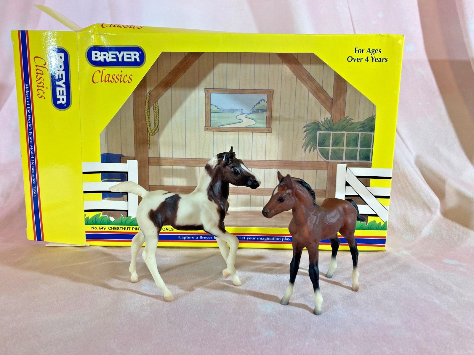 Vintage Breyer Classics Chestnut Pinto and Bay Foals #649 Excellent Condition