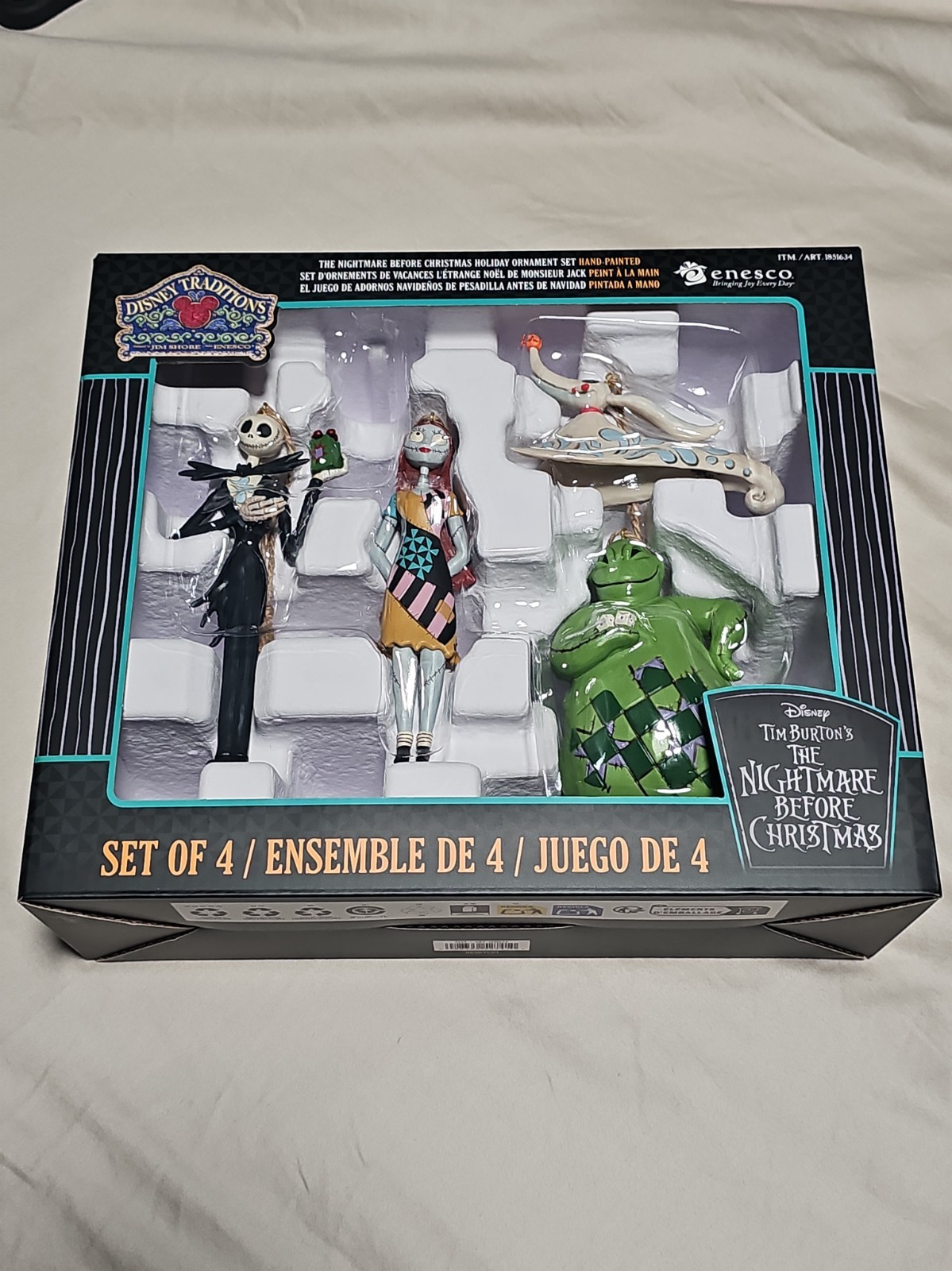 JIM SHORE THE NIGHTMARE BEFORE CHRISTMAS SET OF 4 CHRISTMAS ORNAMENTS