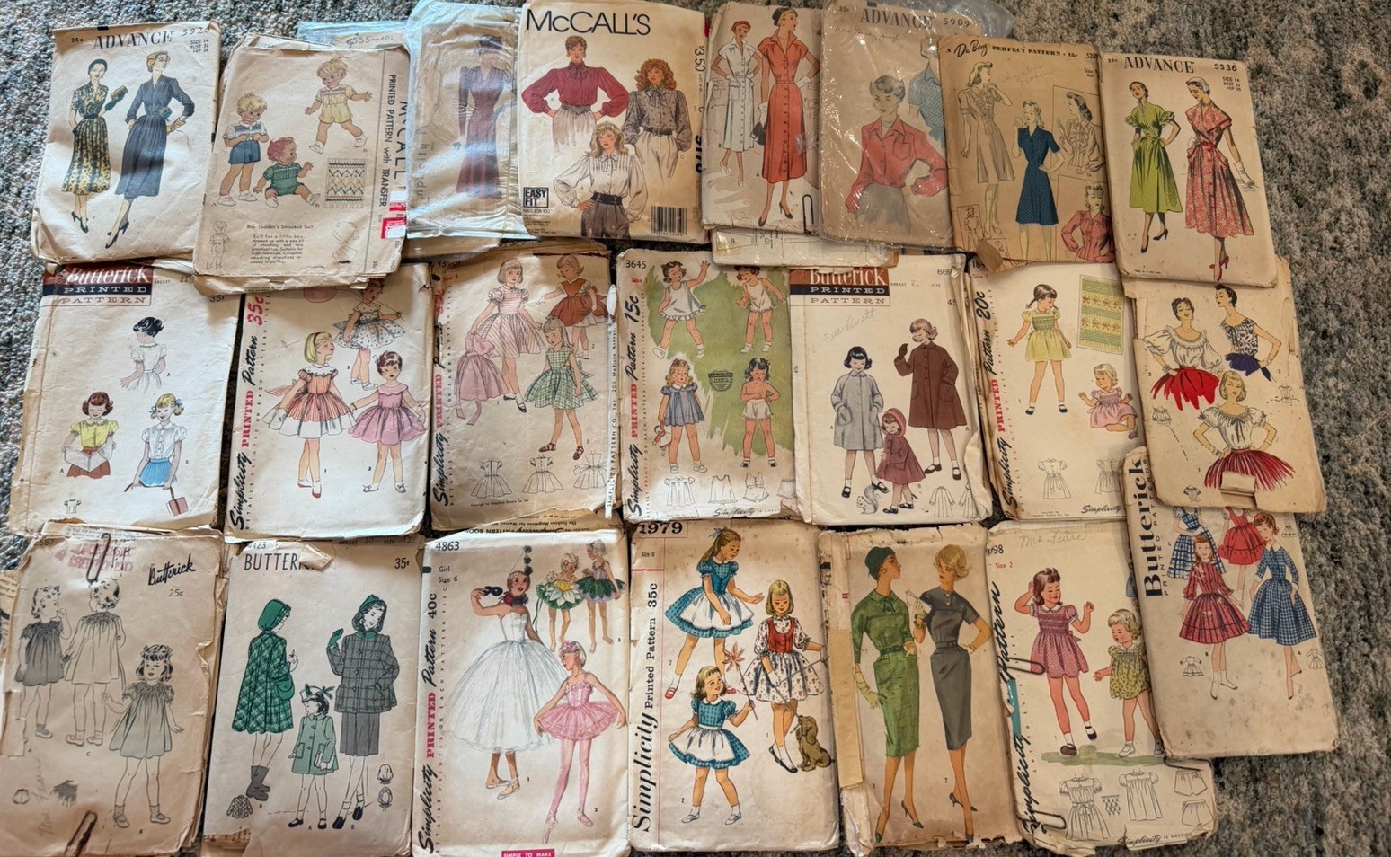 Large Lot 20+ Vintage Sewing Patterns 1940s 50s