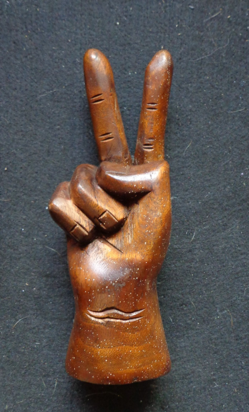 Vintage Carved Wood Hand Peace Sign Fingers 1970s Style Sculpture Decor Vintage Carved Wood Hand Peace Sign Fingers 1970s Style Sculpture Decor