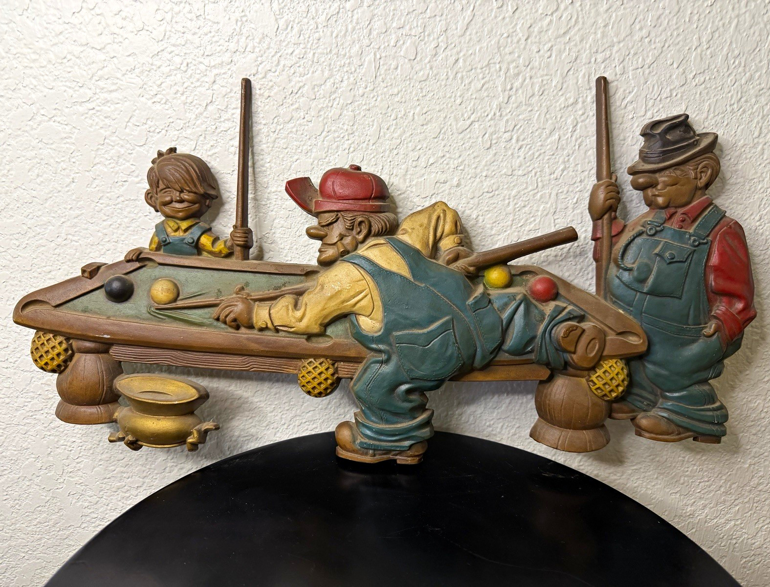 Vintage 1971 Sexton #792 Pool Billiards Players Cast Metal Wall Art USA 21”