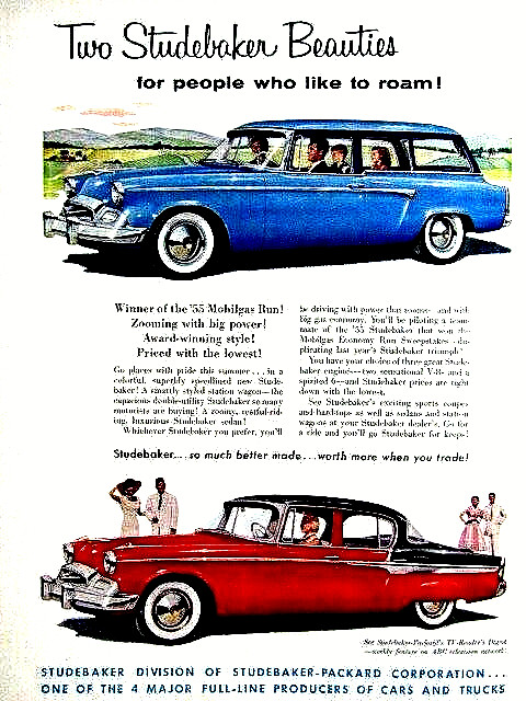 1955 Studebaker Station Wagon & Sedan Vintage Original Print Ad-8.5 x 11\
