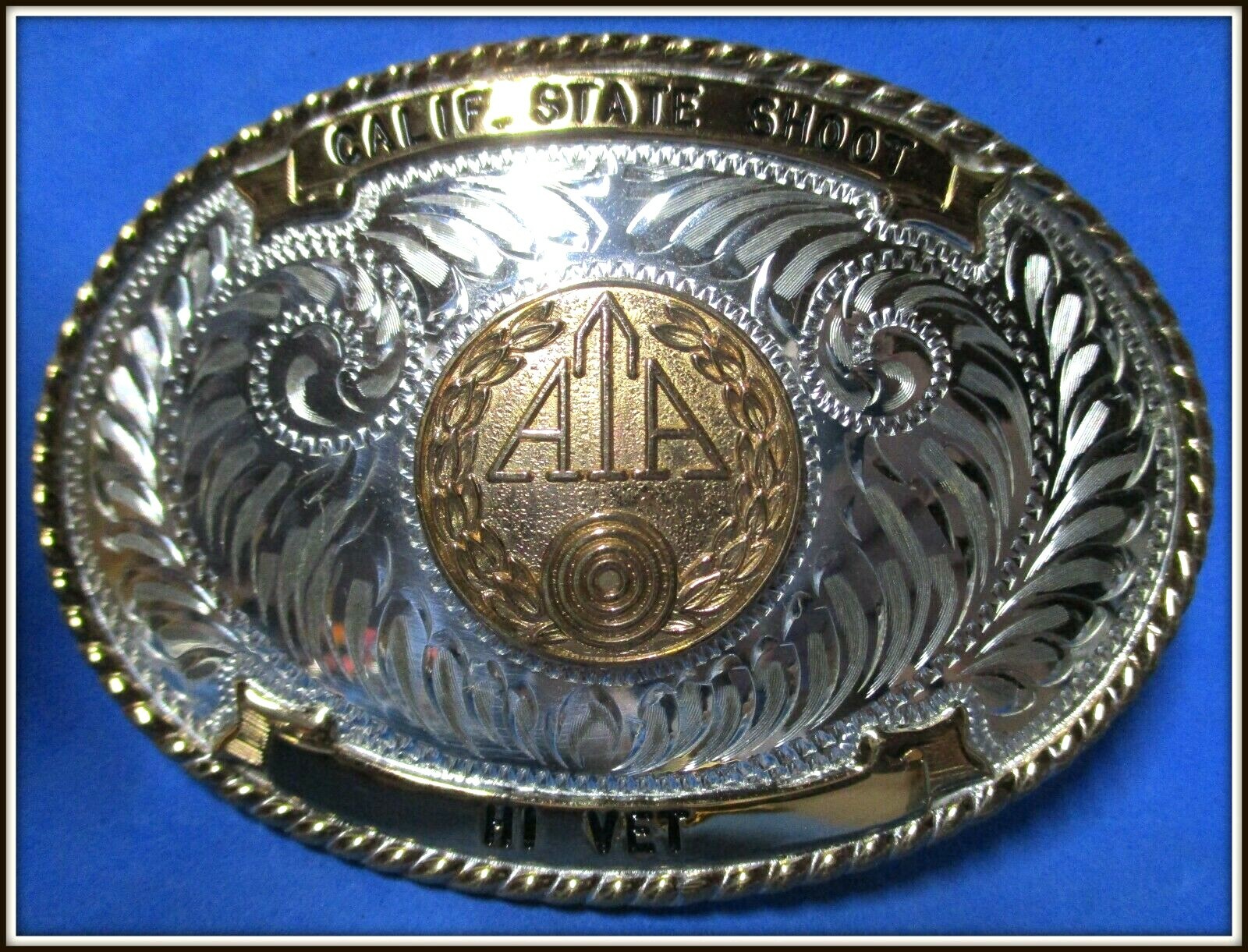 Comstock Silversmiths STERLING Silver Front SHOTGUN SHOOTING TROPHY Belt Buckle