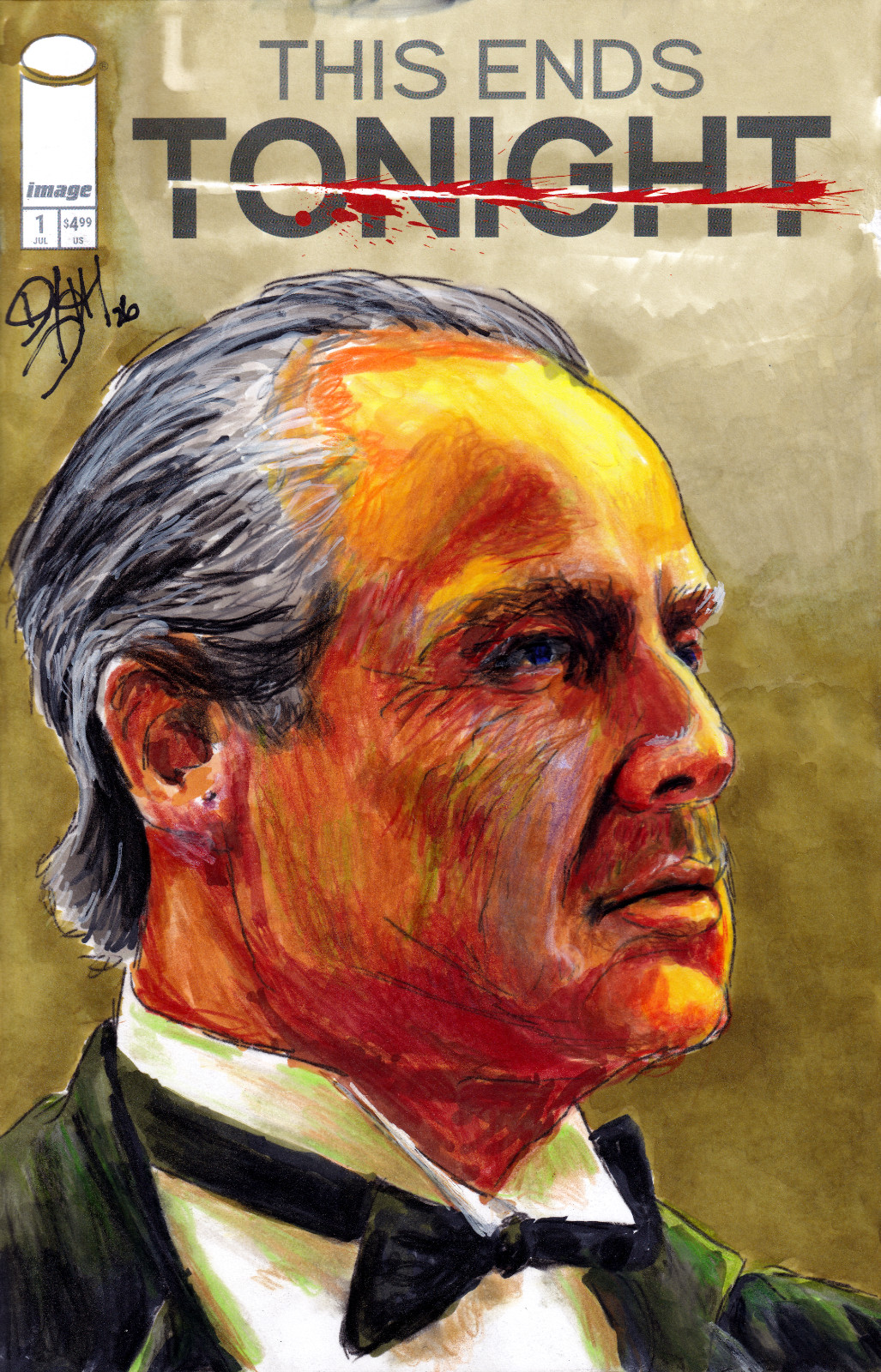 This Ends Tonight #1 Image Comic Sketch cover w/ original Godfather Corleone art