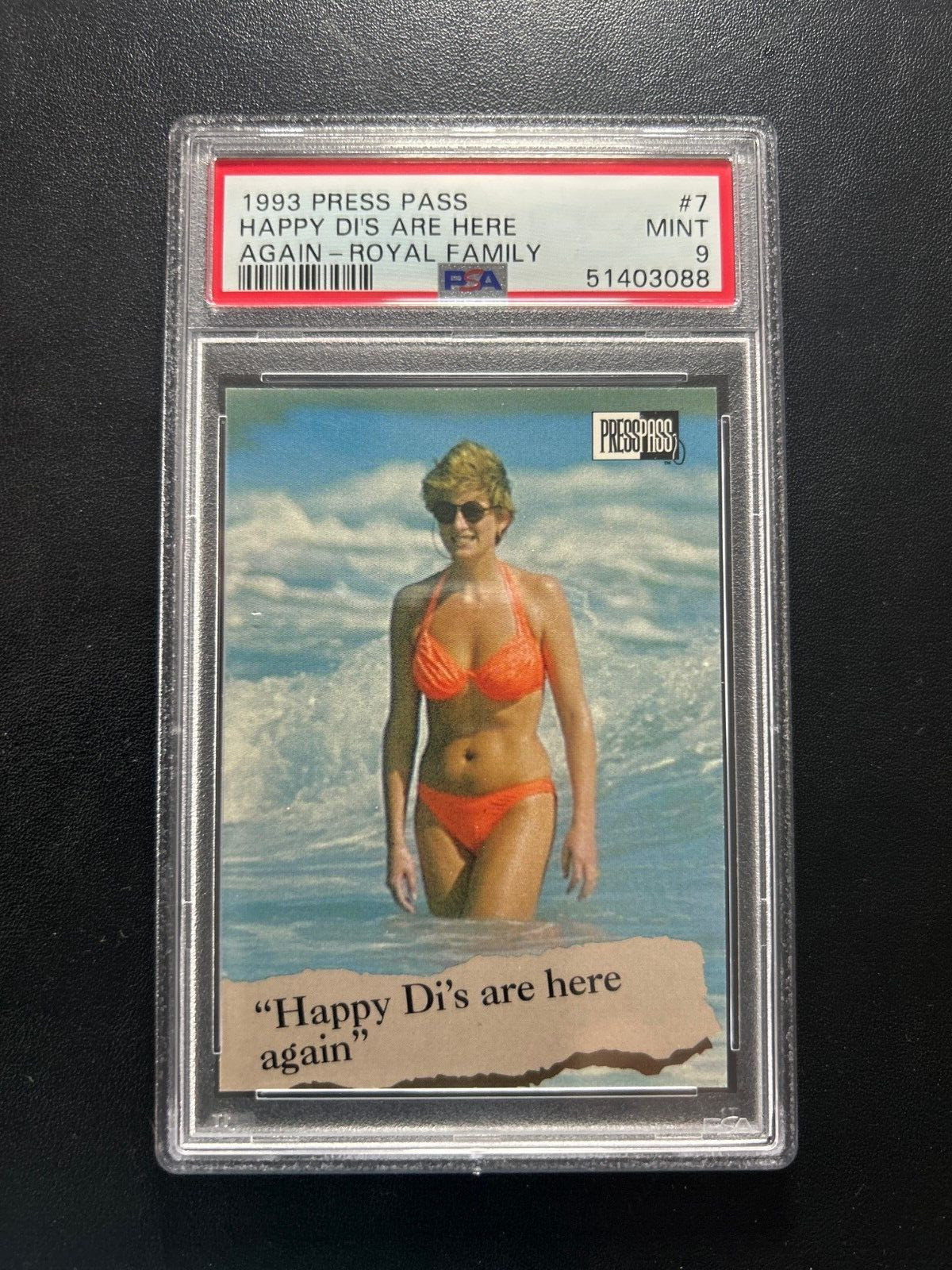 Princess Diana Happy Di\'s Royal Family 1993 Press Pass #7 PSA Graded Mint \