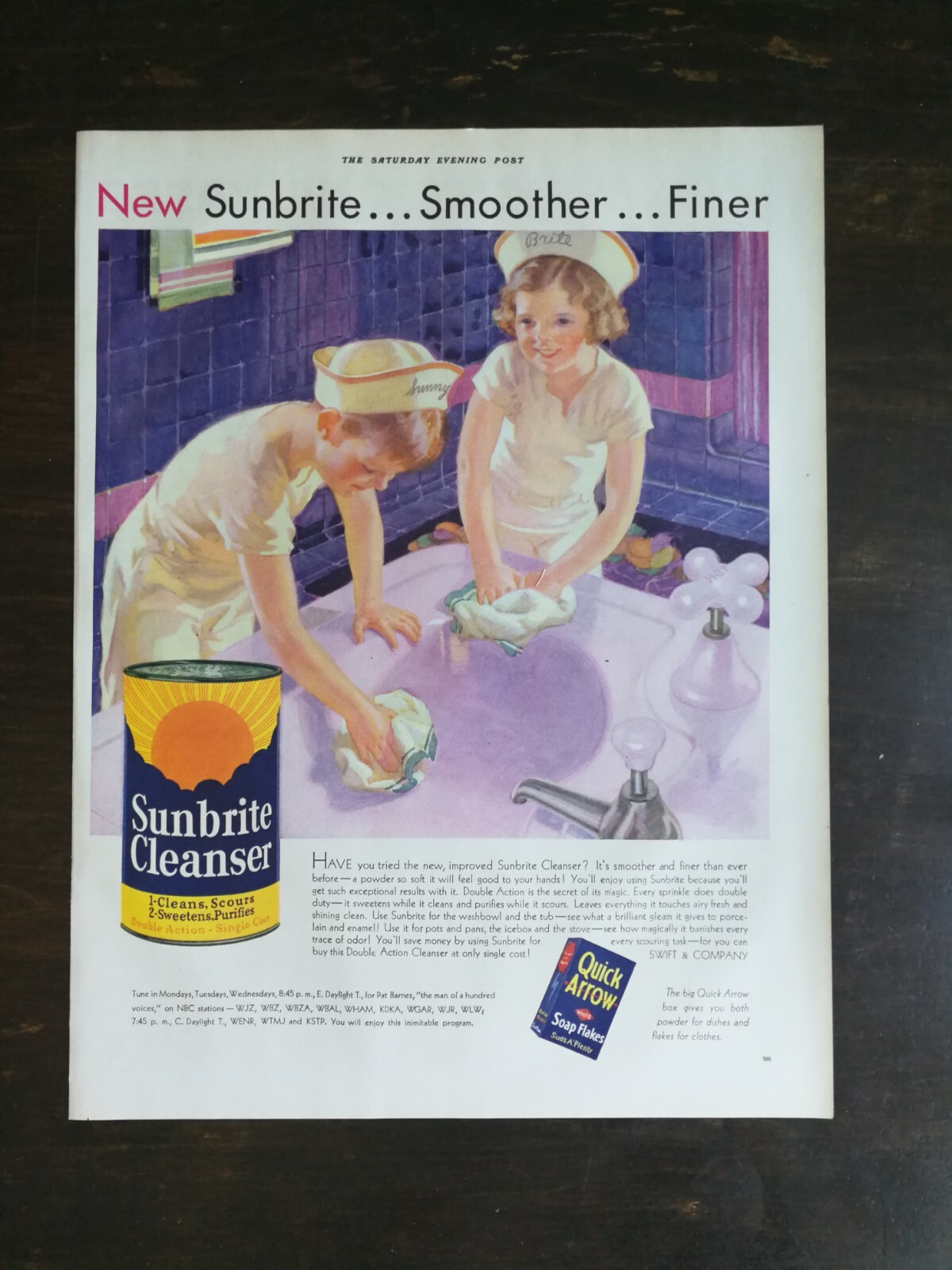 Vintage 1932 Sunbrite Cleanser Full Page Original Ad 424