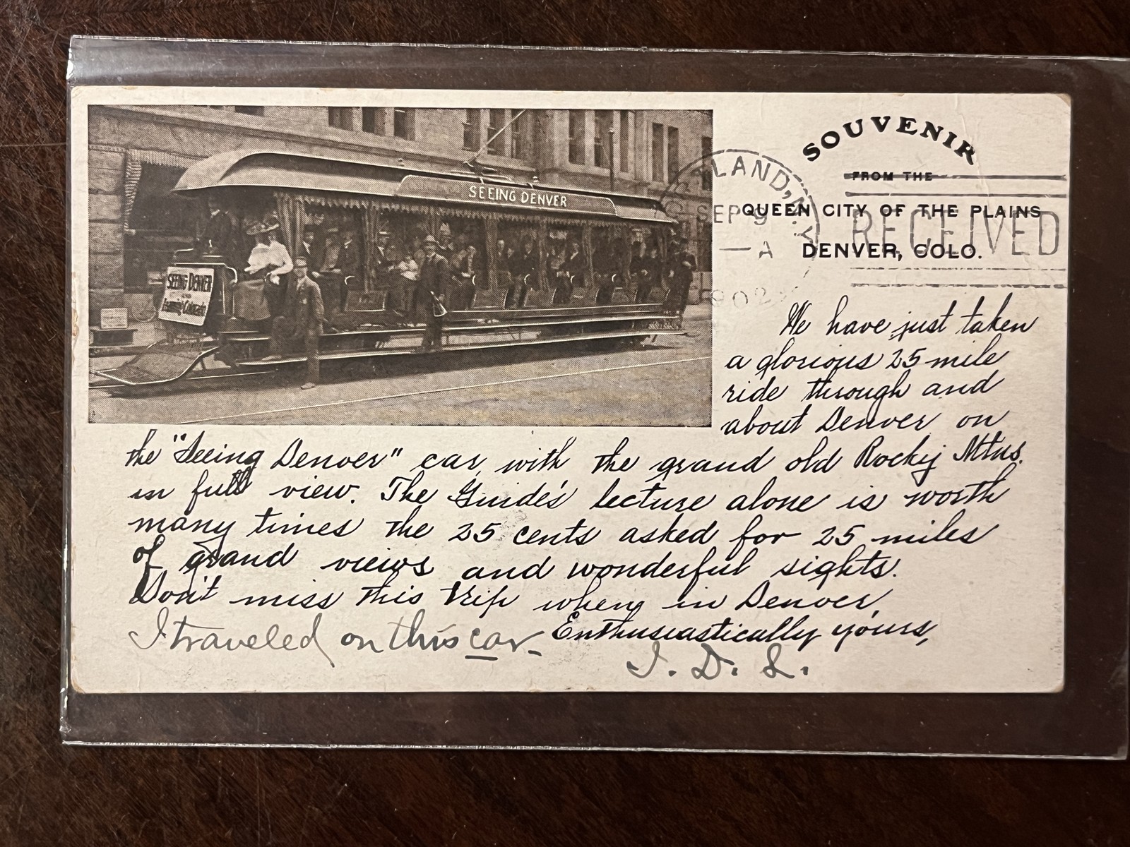 Seeing Denver Trolley Car CO 1902 Private Mailing Card Postcard Posted Seeing Denver Trolley Car CO 1902 Private Mailing Card Postcard Posted