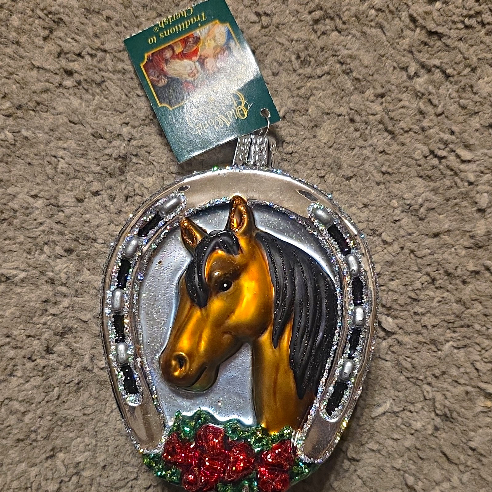 Horse Head in Horseshoe Christmas Hanging Ornament