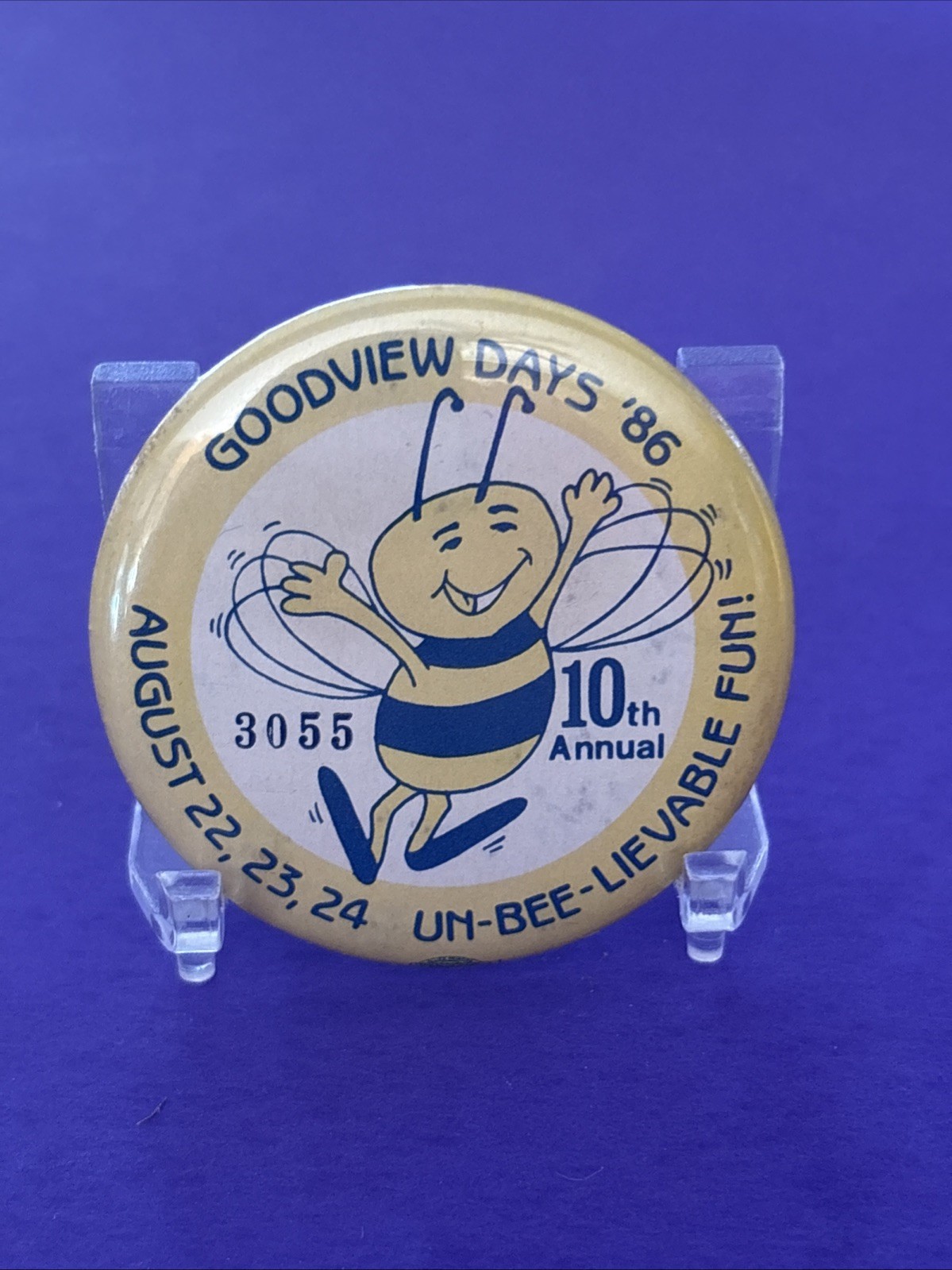 Vtg Goodview Minnesota Days 1986 Button Pin 10th Anniversary