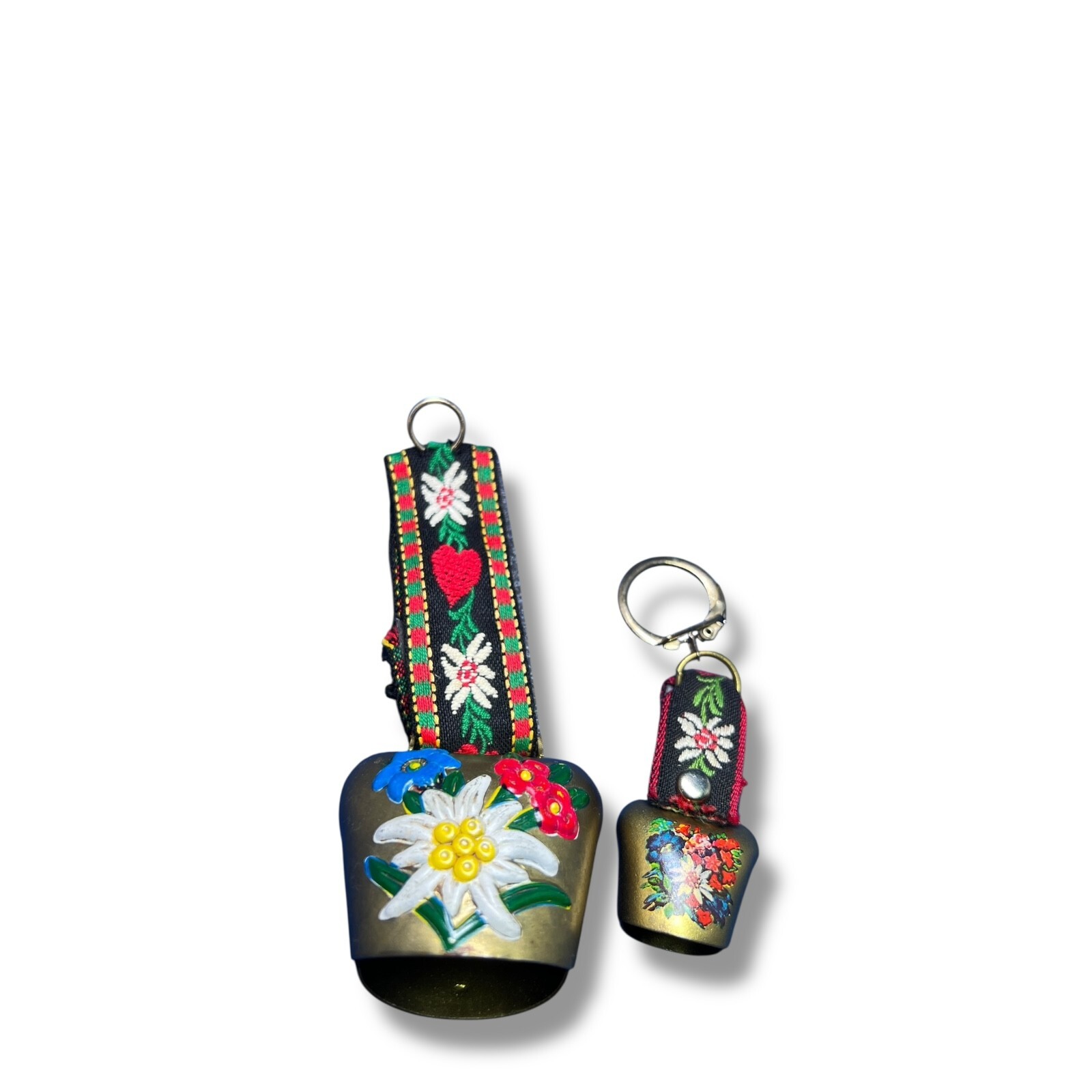 Vintage Swiss Cowbell & Keychain Lot Jungfraujoch 3454m Alps Souvenir Edelweiss