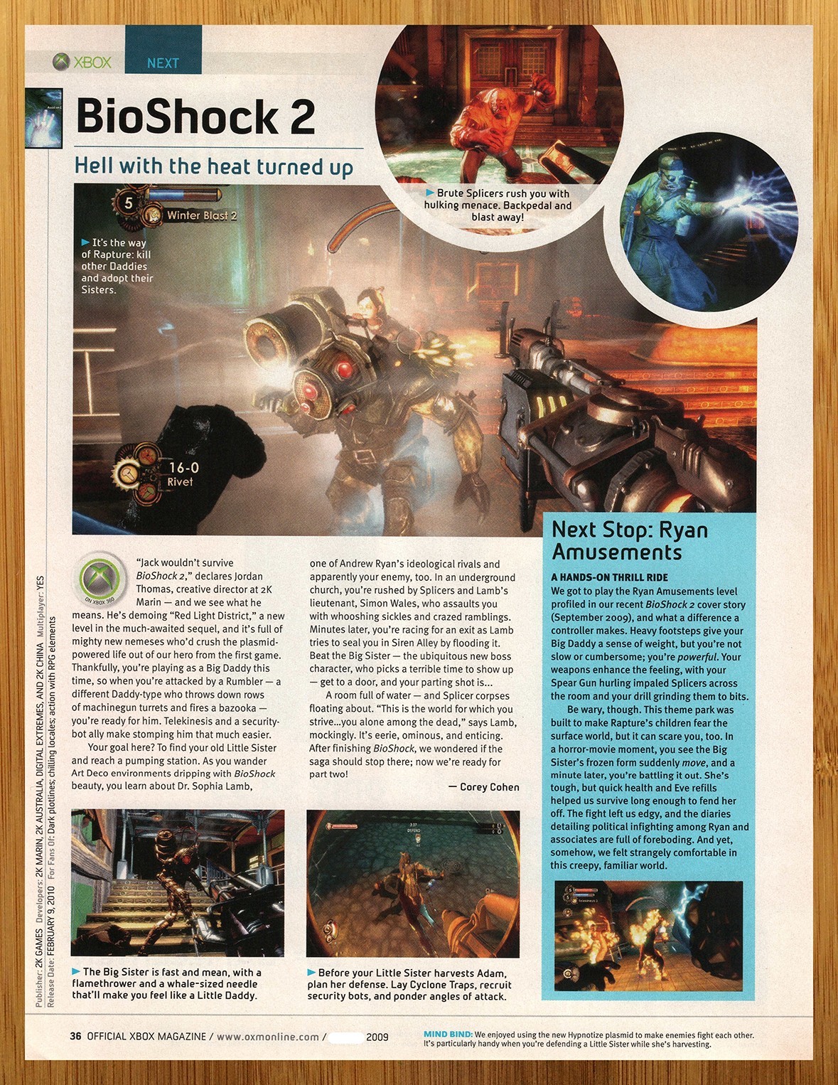 2009 Bioshock 2 Xbox 360 PREVIEW Print Ad/Poster Video Game Promo Wall Art 00s