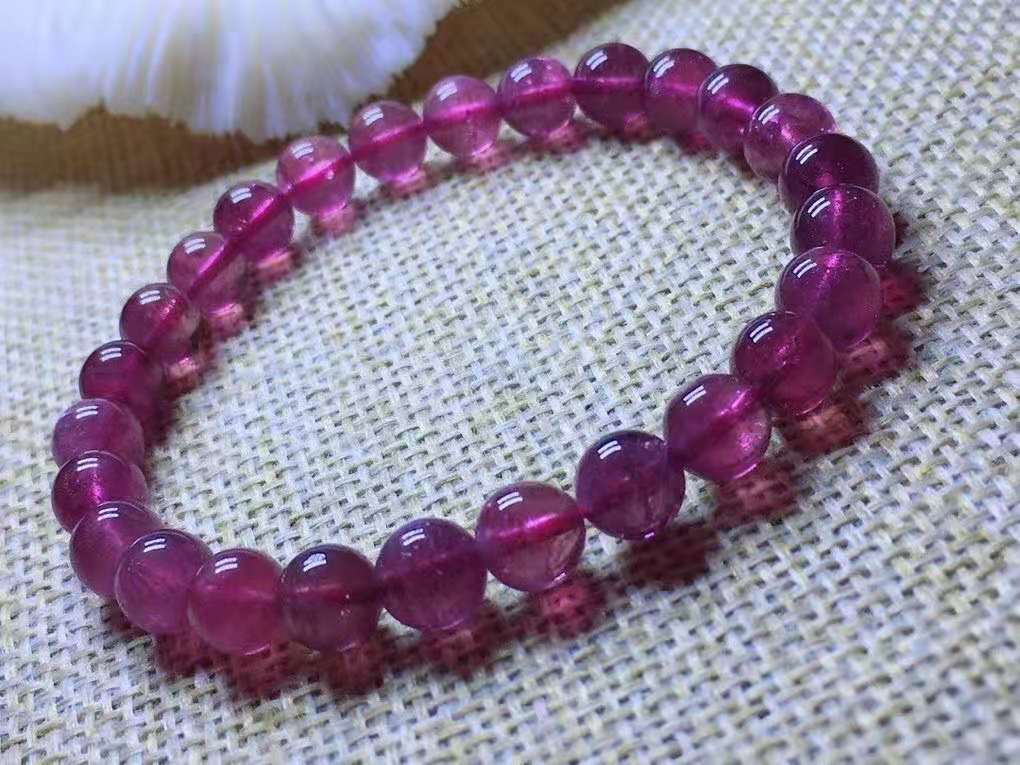 Genuine Natural Pink Tourmaline Crystal Clear Round Beads Bracelet 7mm AAAAA Genuine Natural Pink Tourmaline Crystal Clear Round Beads Bracelet 7mm AAAAA