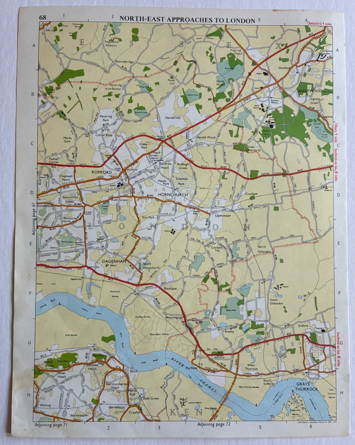Vintage London Borough Map Great Britain Romford Hornchurch Thames R Dagenham