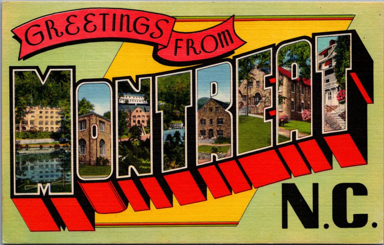 Greetings From Montreat NC Postcard - Blue Ridge Mountains Presbyterian Mecca