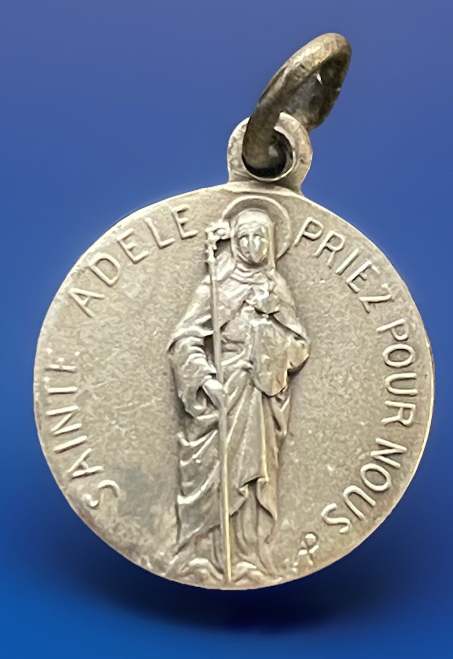 Vintage Catholic St Adele Silver Tone Petite Religious Medal