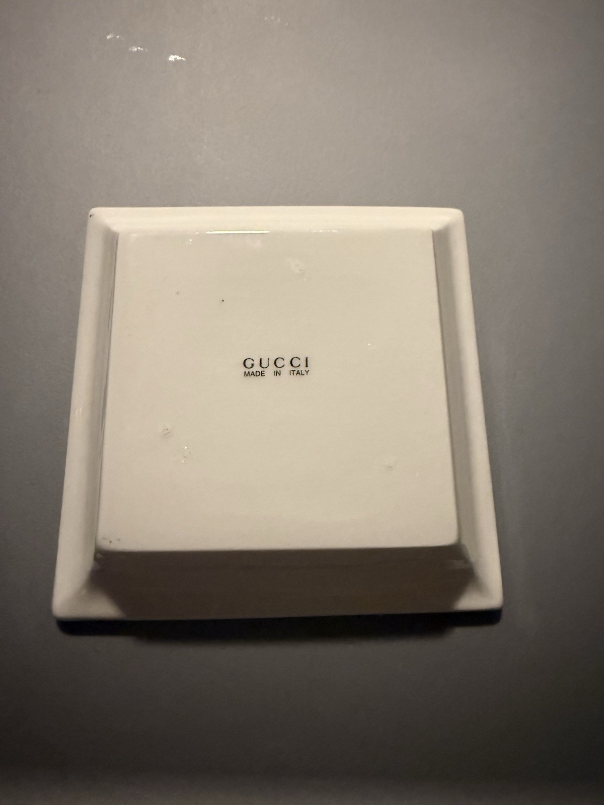 Gucci Ashtray Square Blue White with Box Interlocking Logo Vintage